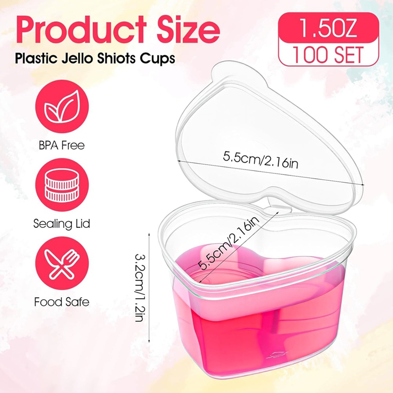 100 Sets 1.5 Oz Clear Heart Sh - đánh giá và giá Sauce Dipping Cup