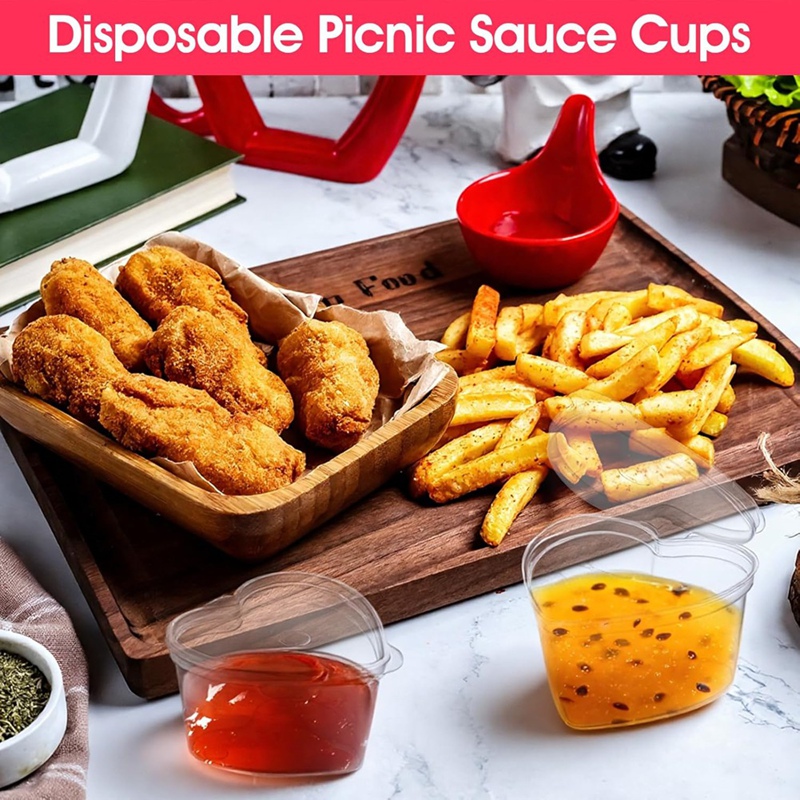 100 Sets 1.5 Oz Clear Heart Sh - đánh giá và giá Sauce Dipping Cup